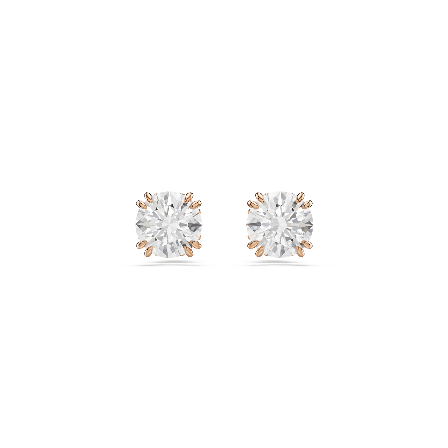 Stilla stud earrings, Round cut, White, Rose gold-tone plated 5638801
