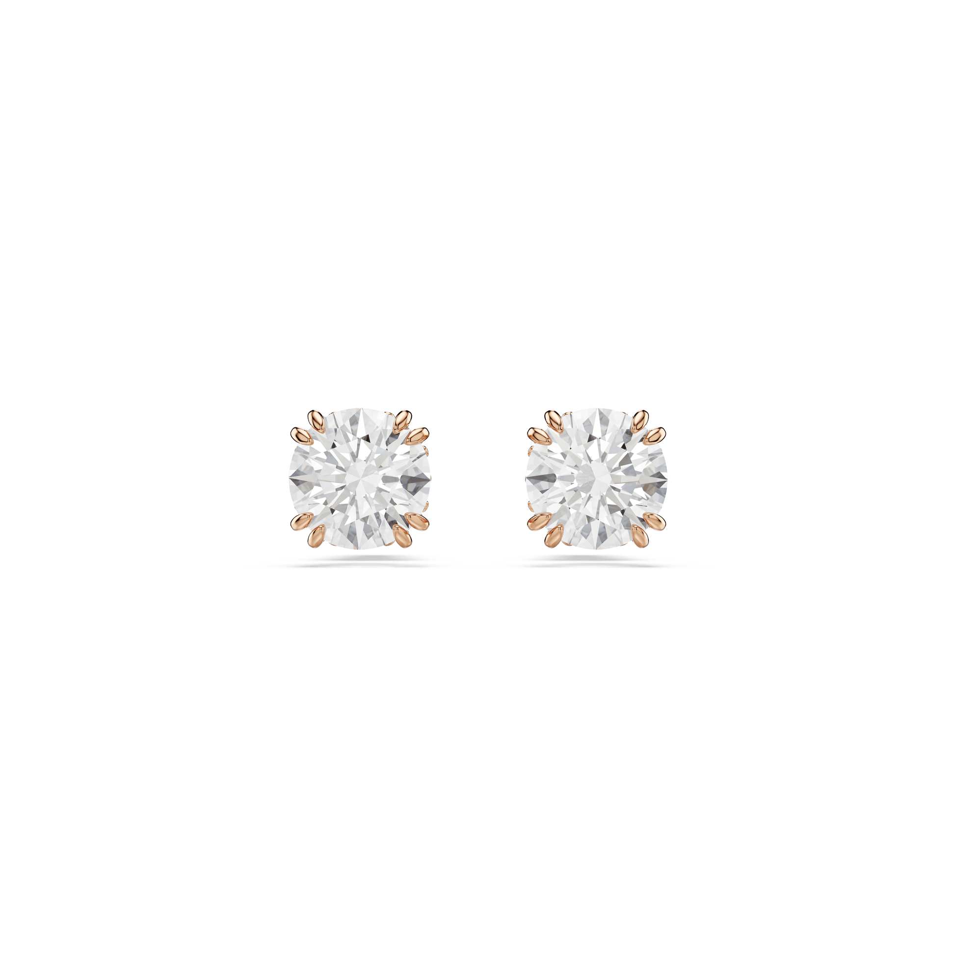 Stilla stud earrings, Round cut, White, Rose gold-tone plated 5638801