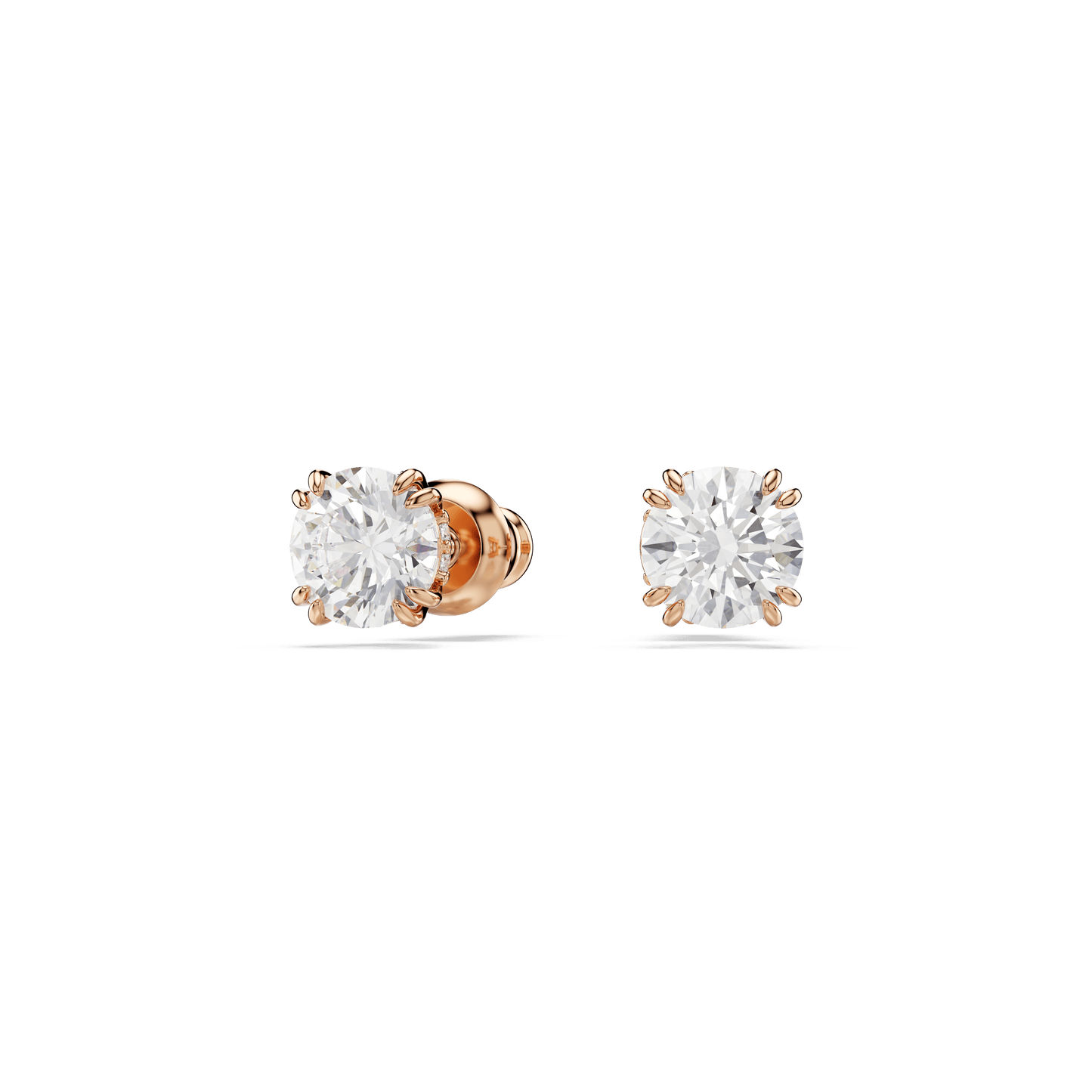 Stilla stud earrings, Round cut, White, Rose gold-tone plated 5638801