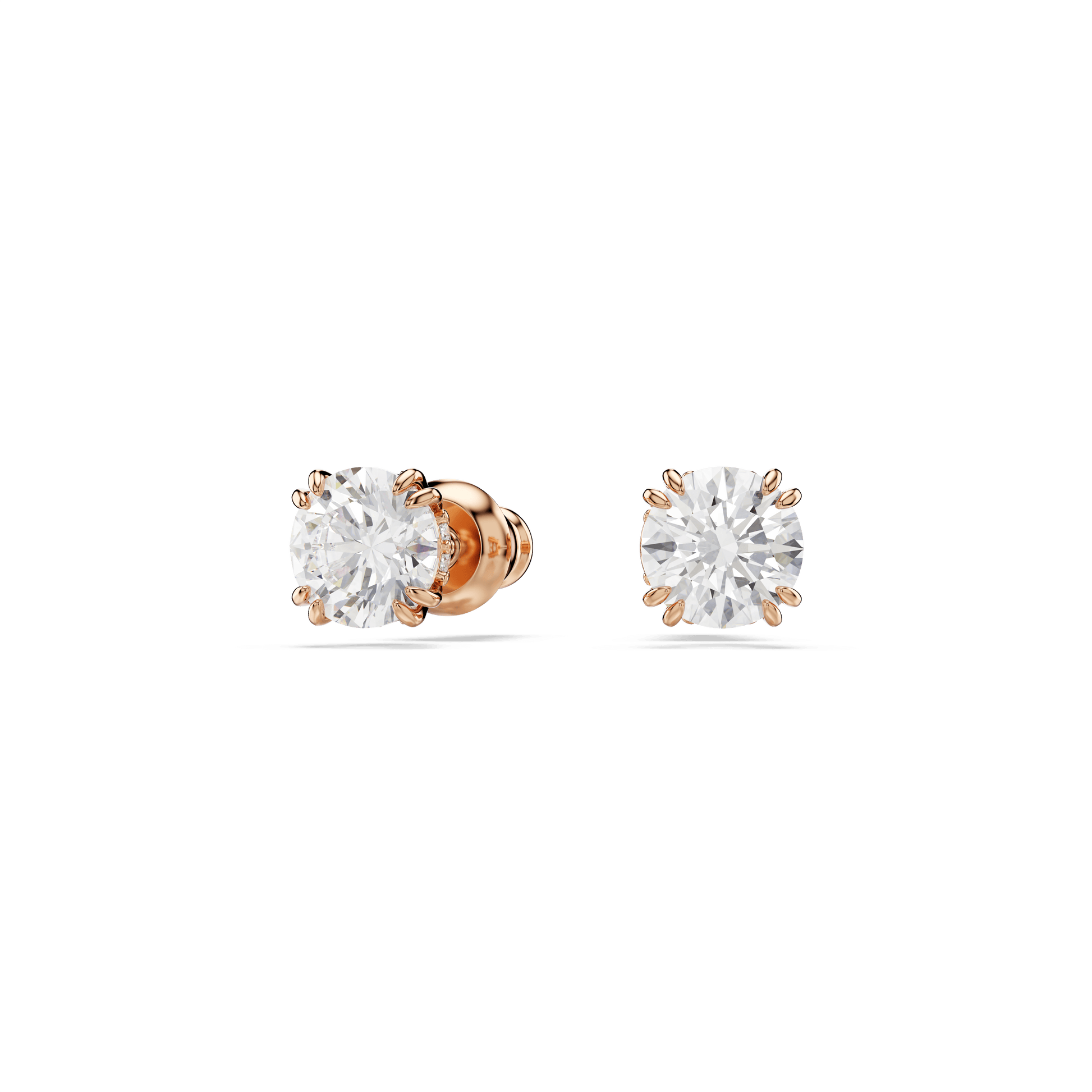 Stilla stud earrings, Round cut, White, Rose gold-tone plated 5638801