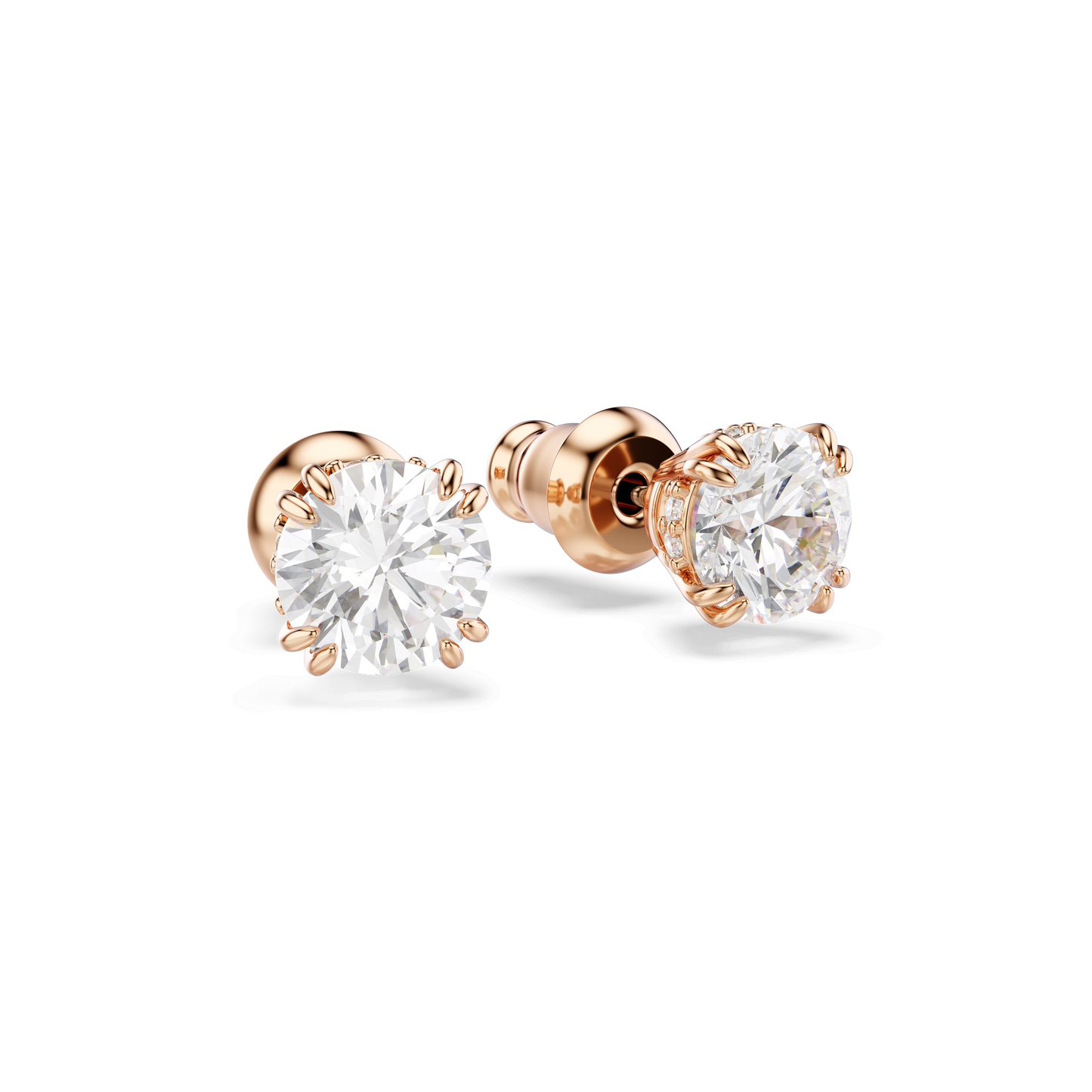 Stilla stud earrings, Round cut, White, Rose gold-tone plated 5638801
