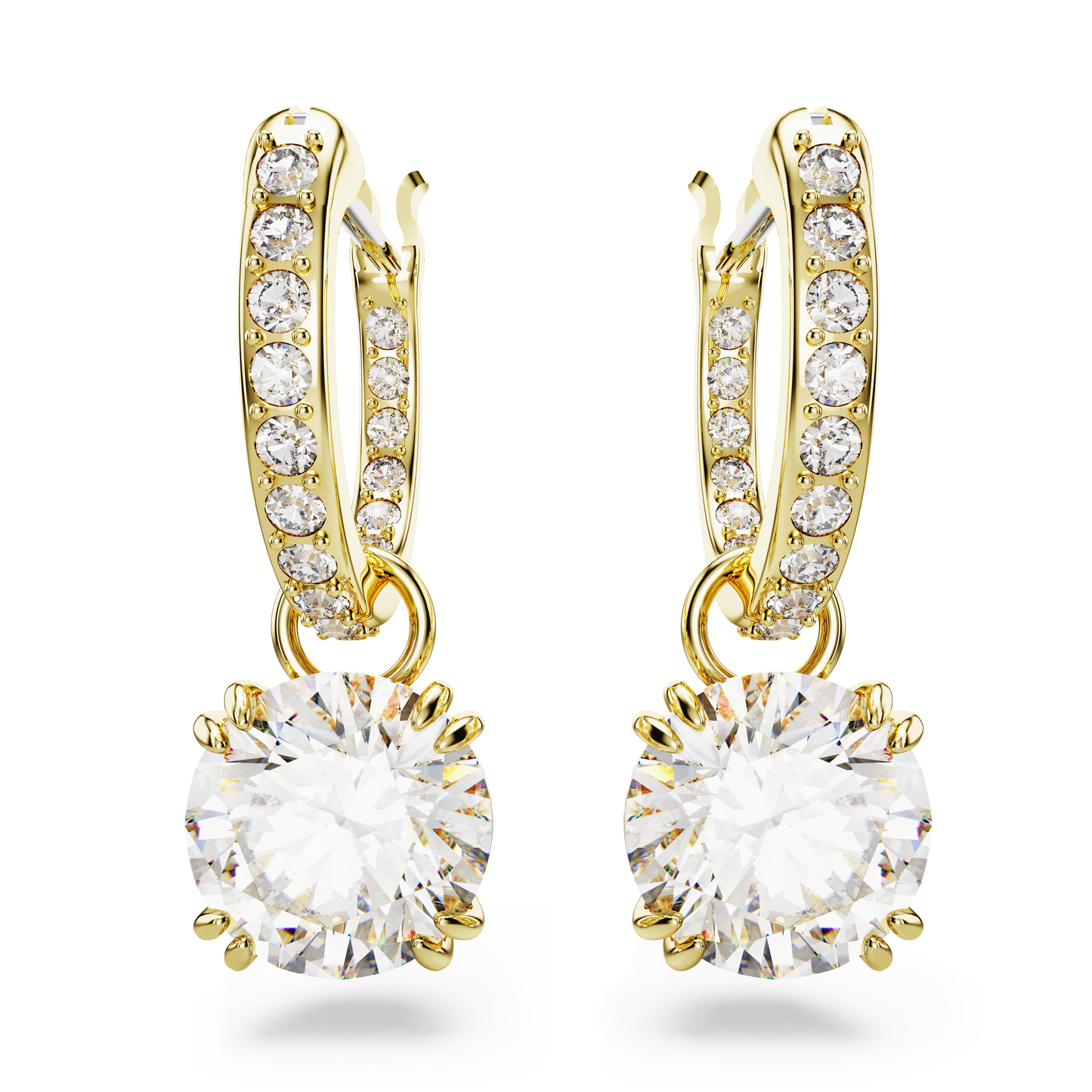 Stilla drop earrings, Round cut, White, Gold-tone plated 5638802