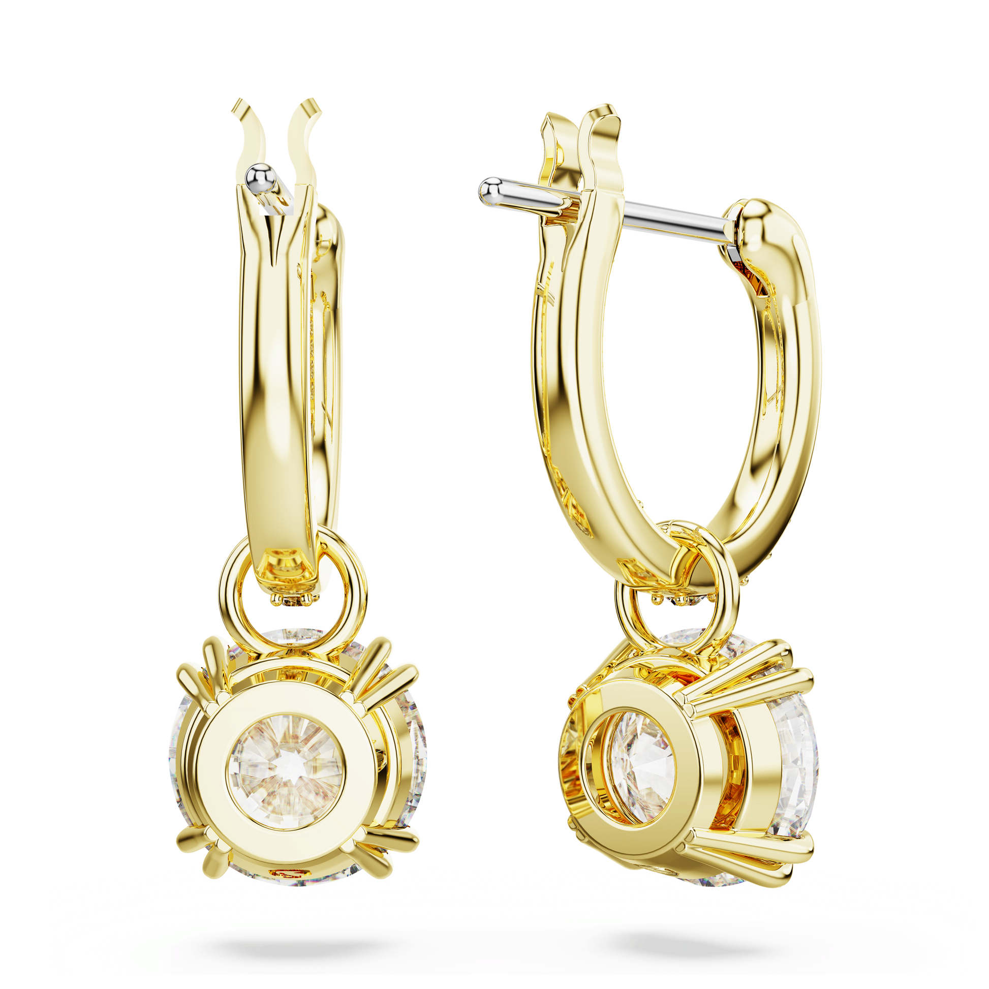 Stilla drop earrings, Round cut, White, Gold-tone plated 5638802