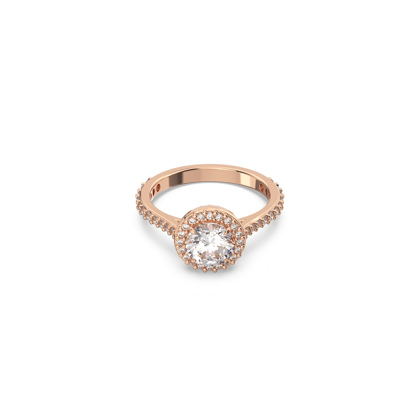 Una Angelic cocktail ring, Round cut, Pavé, White, Rose gold-tone plated 5639404