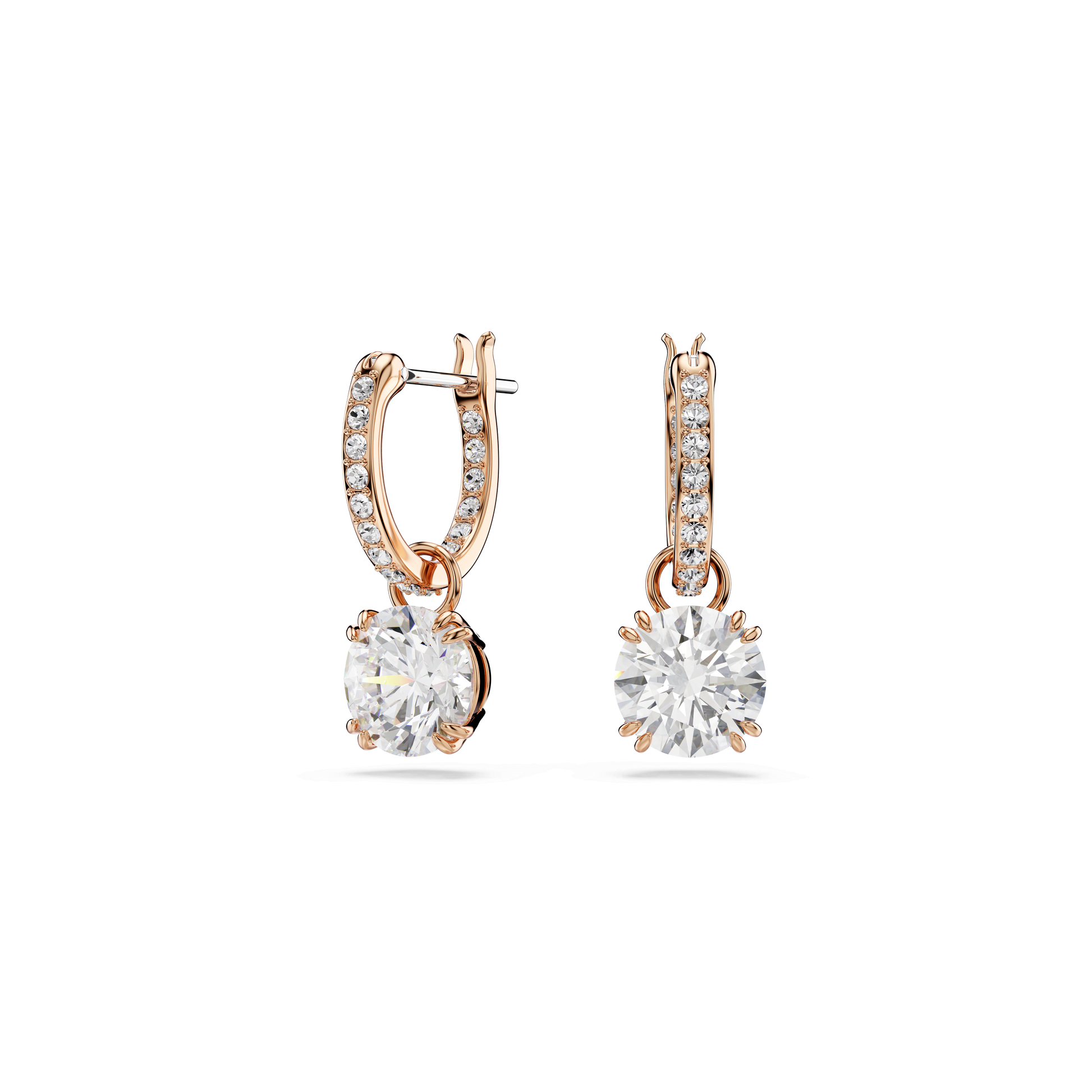 Stilla drop earrings, Round cut, White, Rose gold-tone plated 5639975