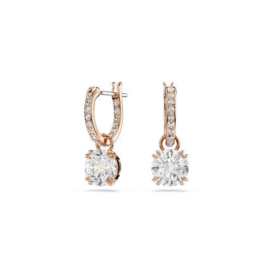 Stilla drop earrings, Round cut, White, Rose gold-tone plated 5639975