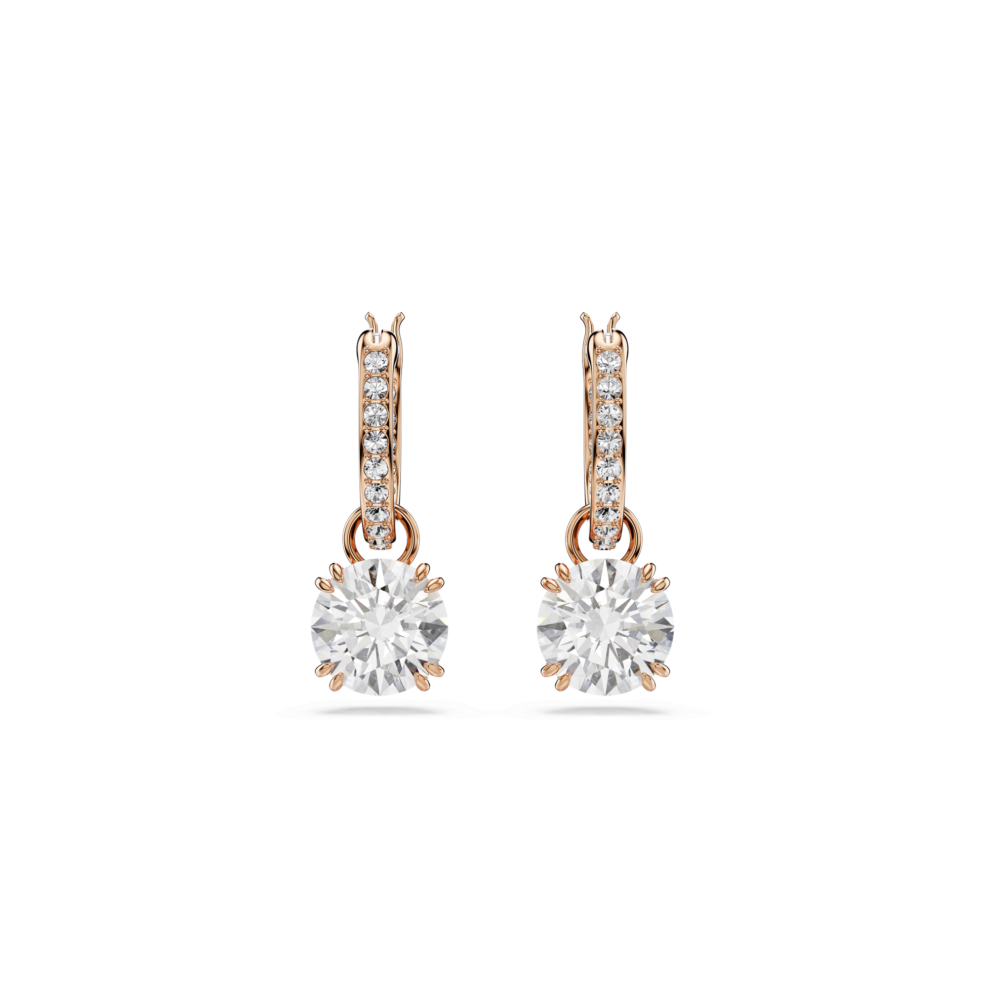 Stilla drop earrings, Round cut, White, Rose gold-tone plated 5639975
