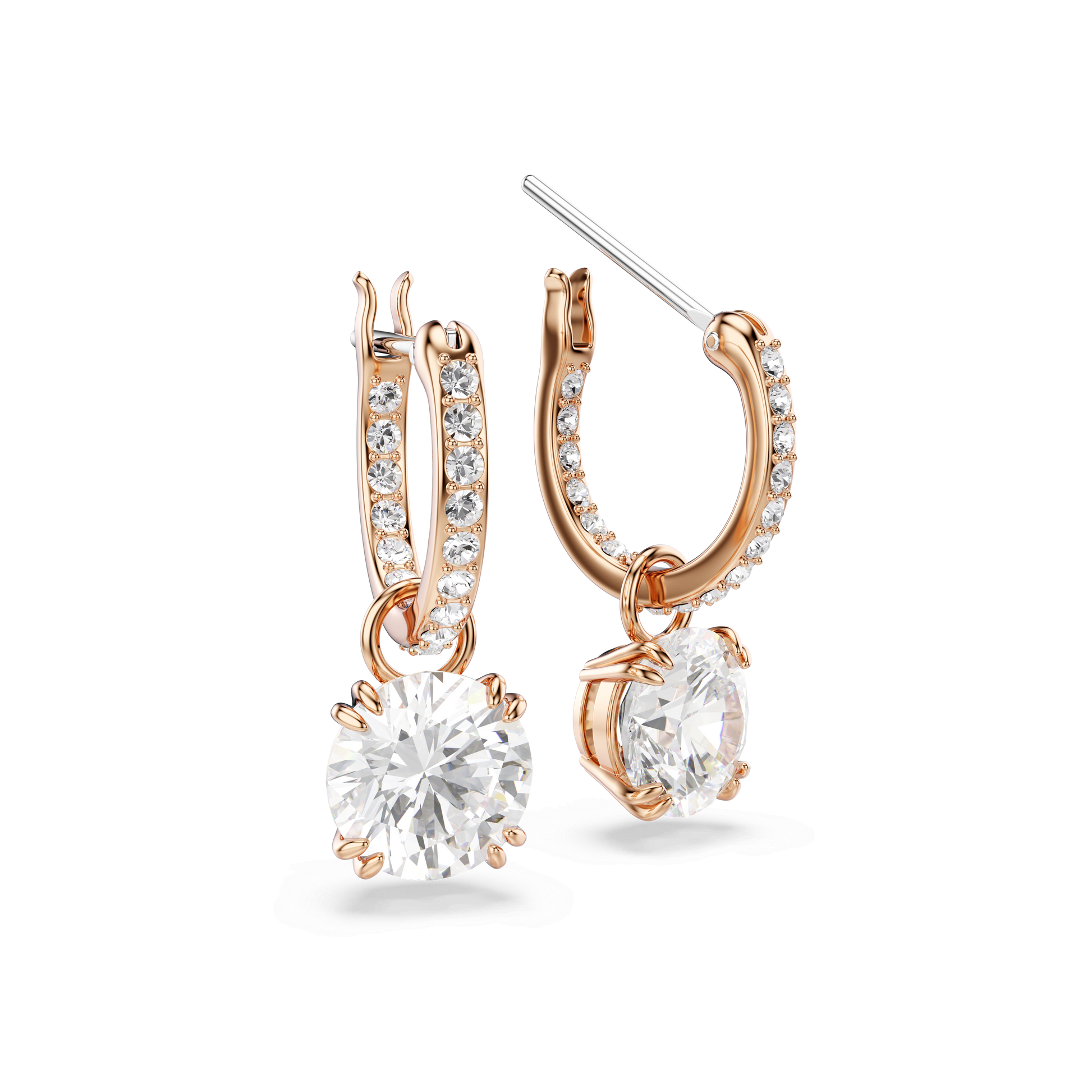 Stilla drop earrings, Round cut, White, Rose gold-tone plated 5639975