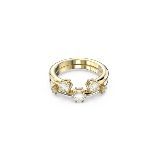 Constella ring, Set (2), Round cut, White, Gold-tone plated 5640965