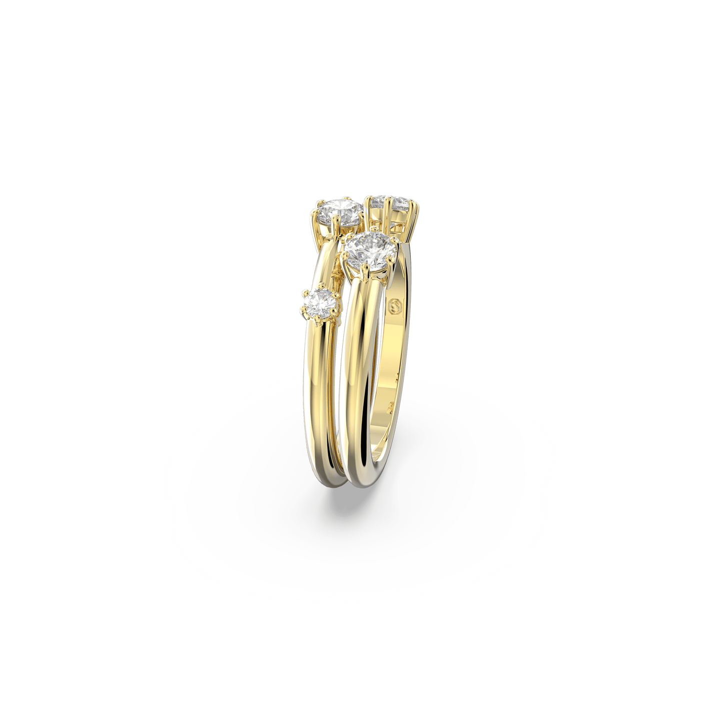 Constella ring, Set (2), Round cut, White, Gold-tone plated