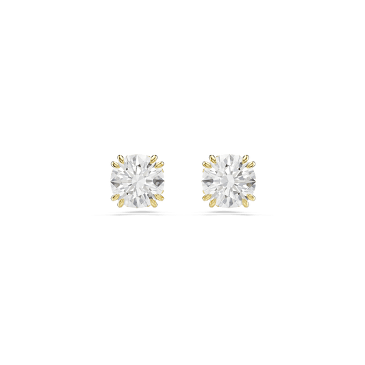 Stilla stud earrings, Round cut, White, Gold-tone plated 5642595