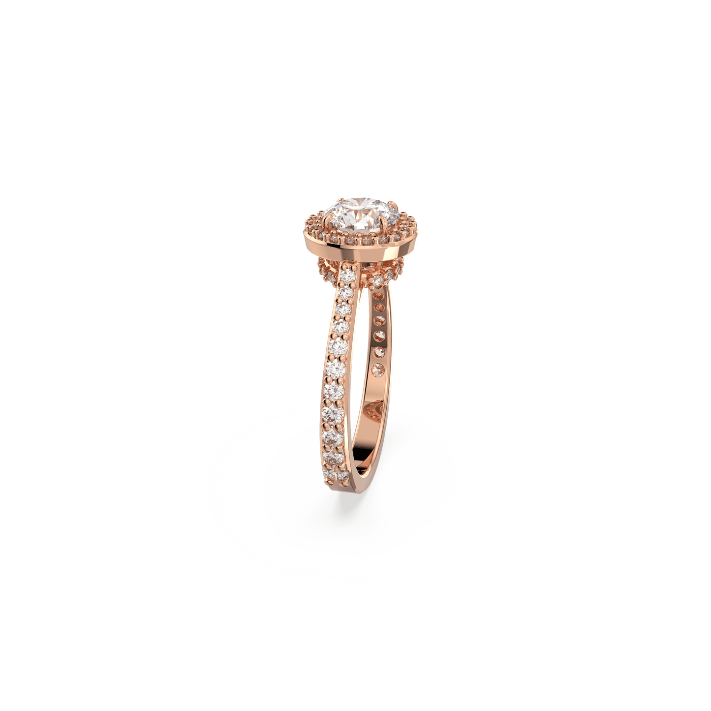 Una Angelic cocktail ring, Round cut, Pavé, White, Rose gold-tone plated