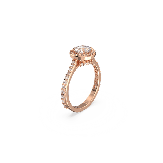 Stilla cocktail ring, Round cut, Pavé, White, Rose gold-tone plated 5642643