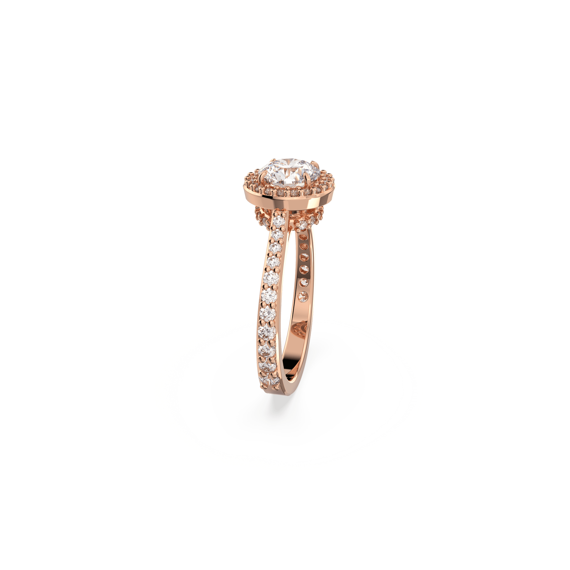 Stilla cocktail ring, Round cut, Pavé, White, Rose gold-tone plated 5642644
