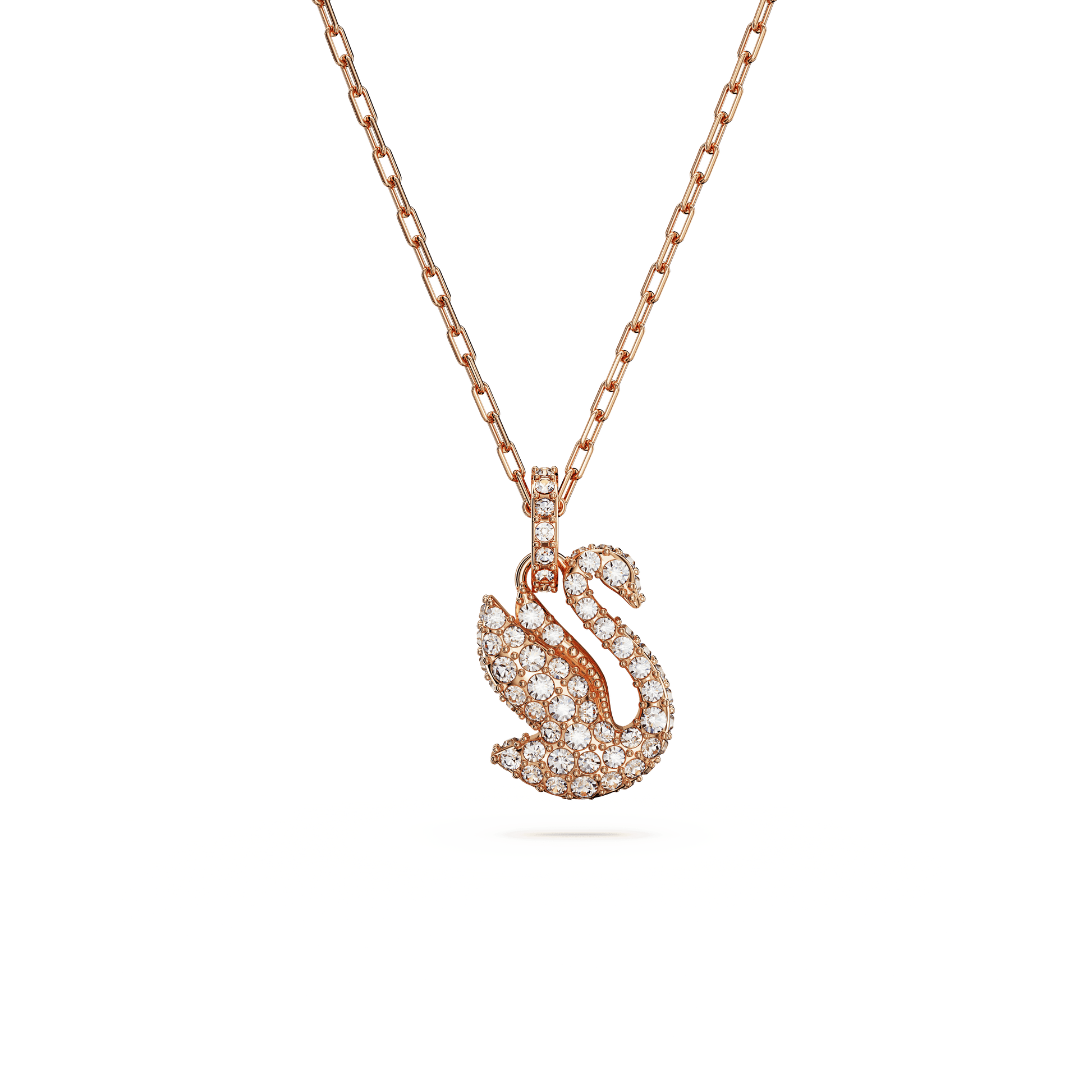 Swan pendant, Swan, Small, White, Rose gold-tone plated 5647555