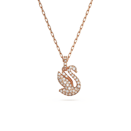Swan pendant, Swan, Small, White, Rose gold-tone plated 5647555