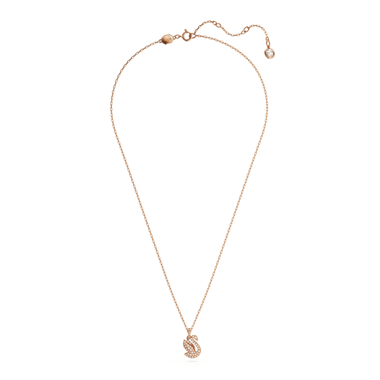 Swan pendant, Swan, Small, White, Rose gold-tone plated 5647555