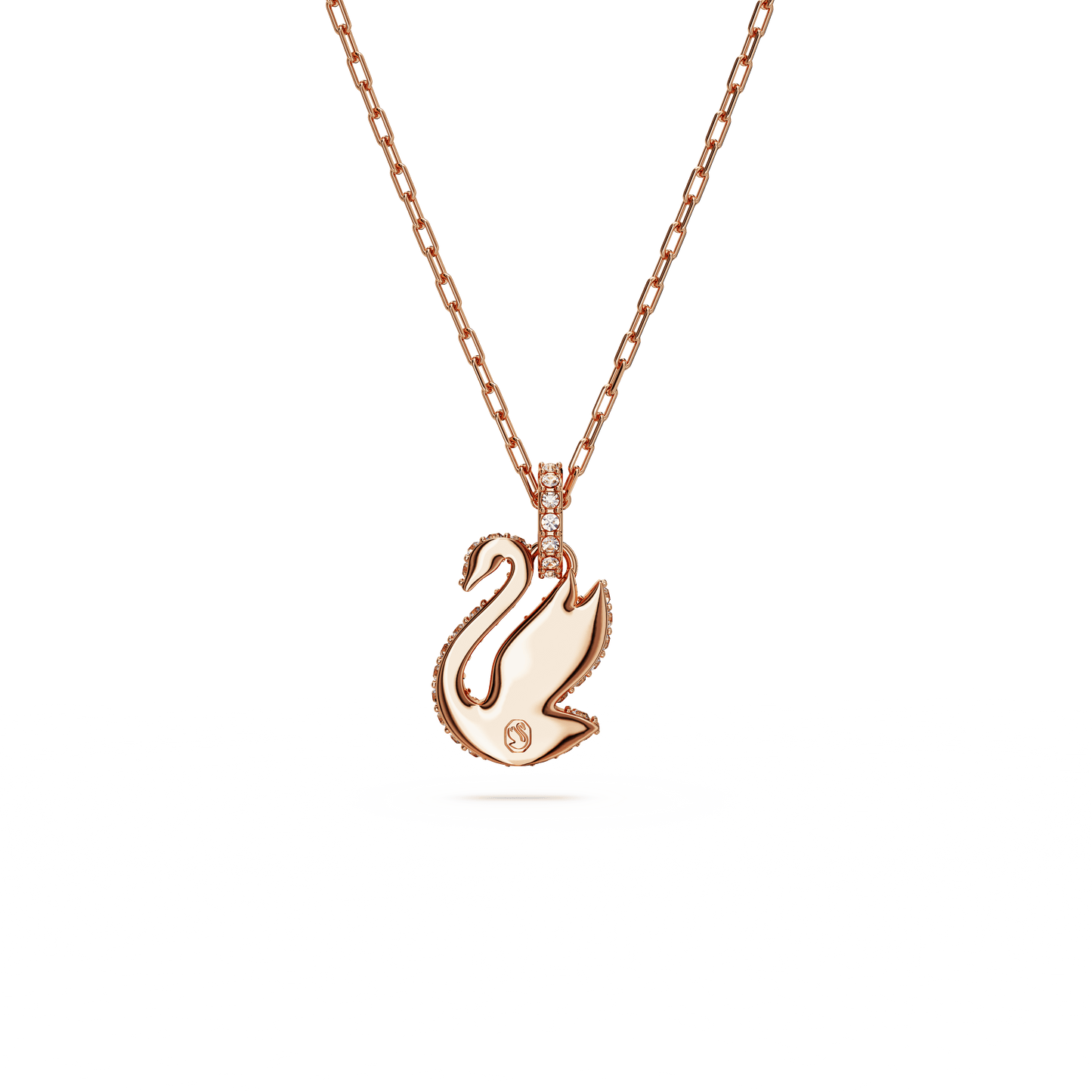 Swan pendant, Swan, Small, White, Rose gold-tone plated 5647555