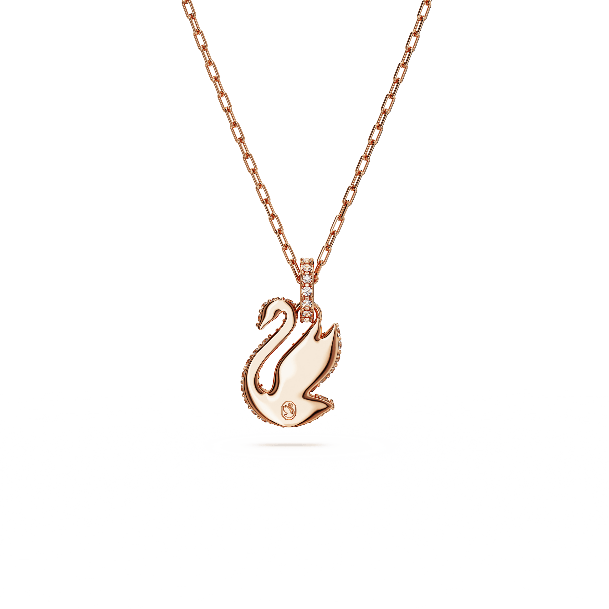 Swan pendant, Swan, Small, White, Rose gold-tone plated 5647555