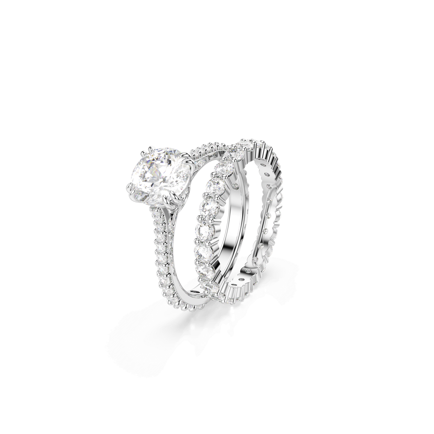 Stilla ring, Set (2), Round cut, White, Rhodium plated 5647662