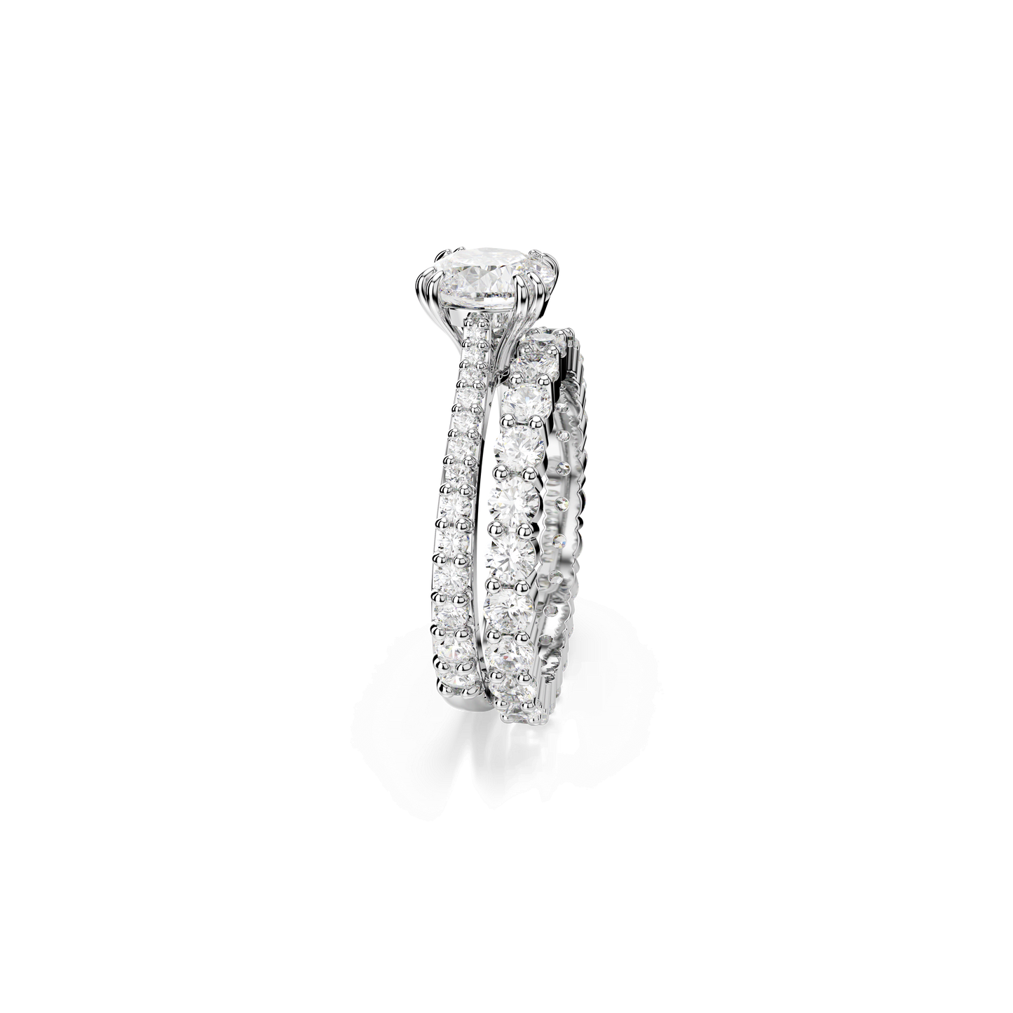 Stilla ring, Set (2), Round cut, White, Rhodium plated 5647662