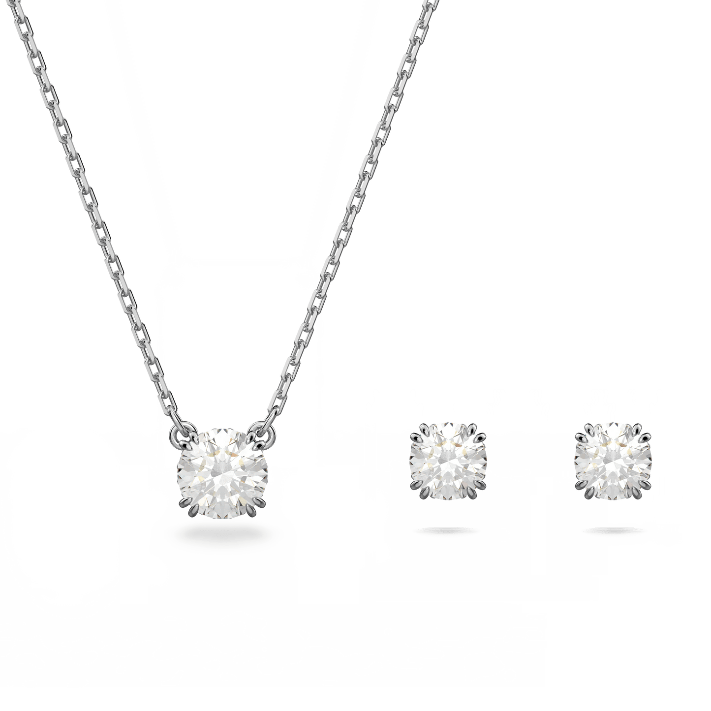 Stilla set, Round cut, White, Rhodium plated 5647663