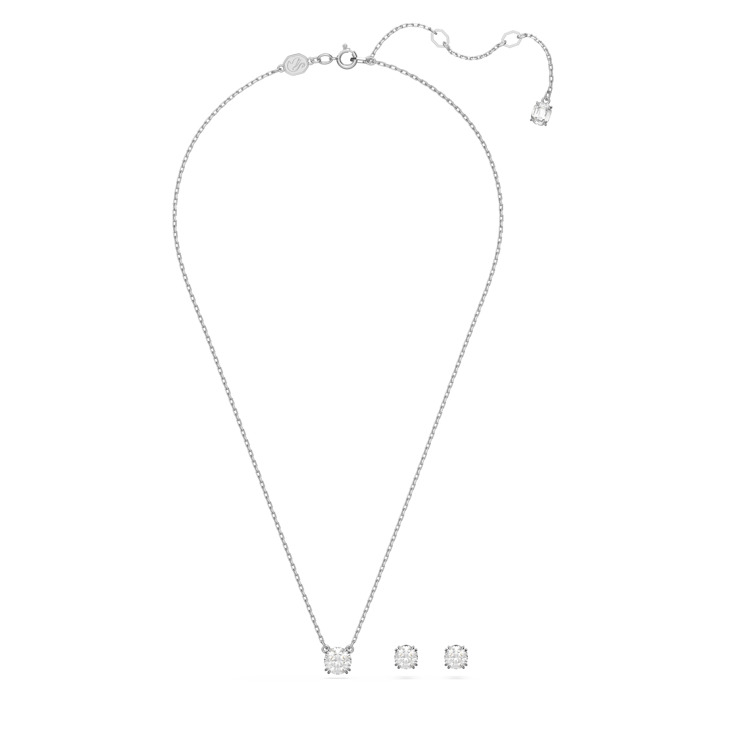Stilla set, Round cut, White, Rhodium plated 5647663