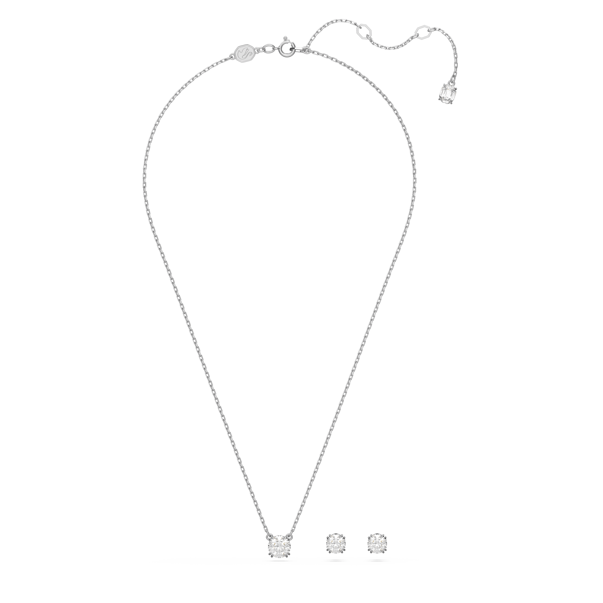 Stilla set, Round cut, White, Rhodium plated 5647663