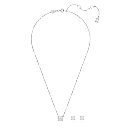 Stilla set, Round cut, White, Rhodium plated 5647663