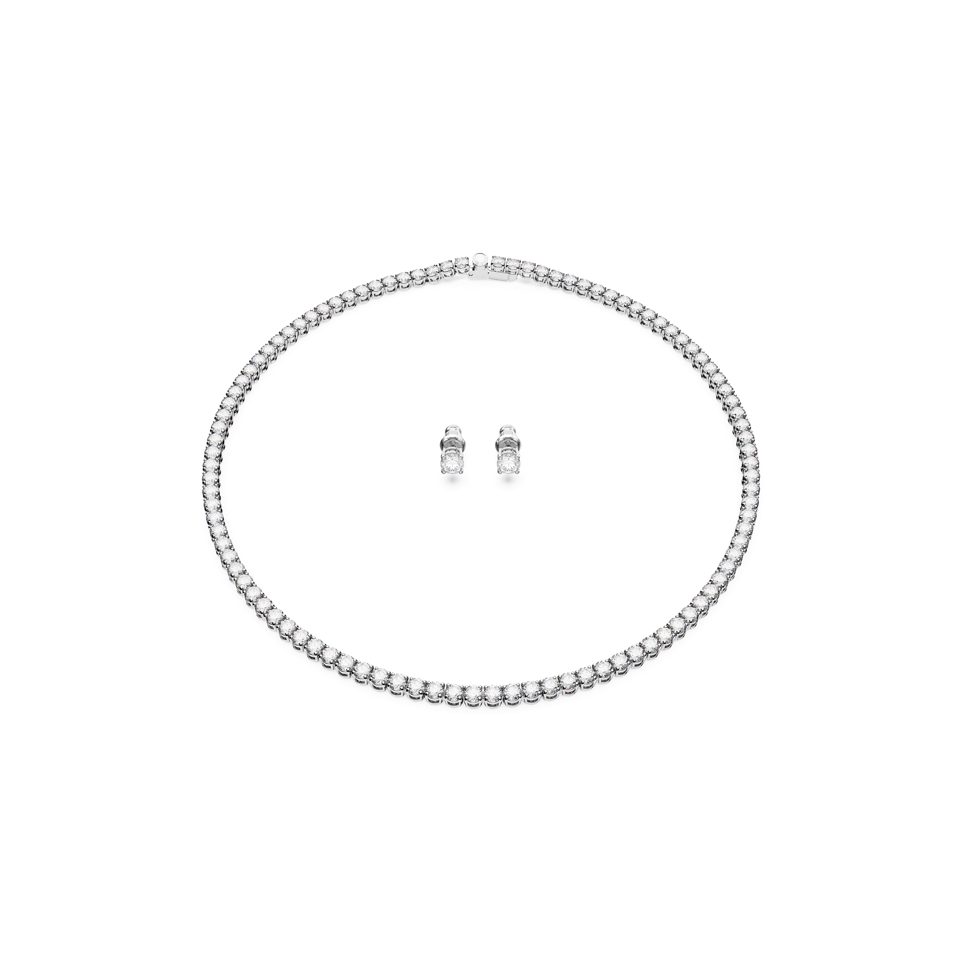 Matrix Tennis set, Round cut, White, Rhodium plated 5647730