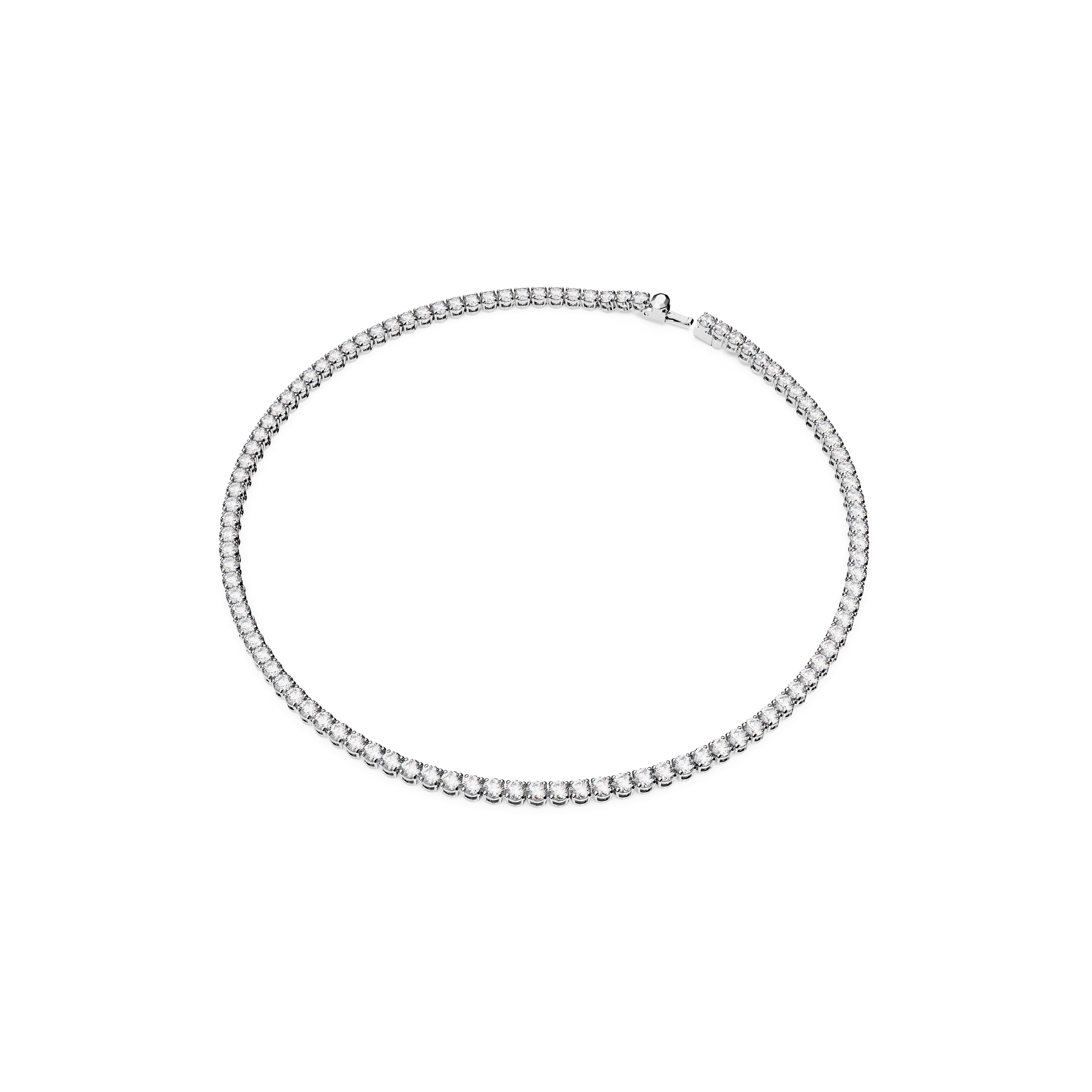 Matrix Tennis set, Round cut, White, Rhodium plated 5647730