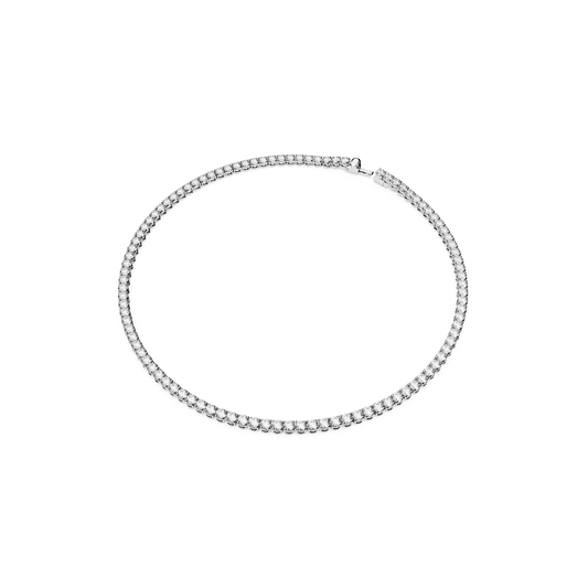 Matrix Tennis set, Round cut, White, Rhodium plated 5647730