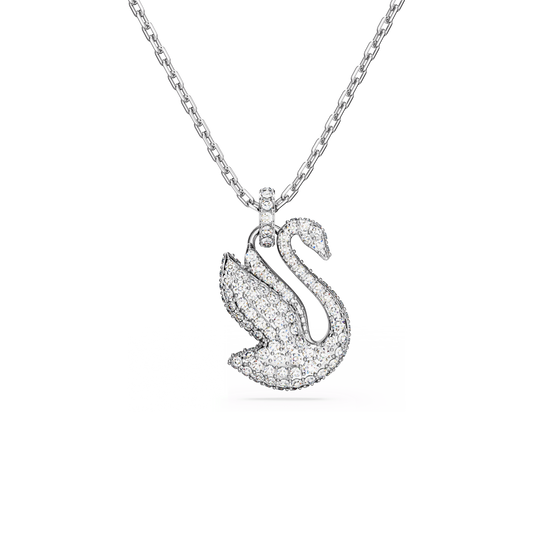 Swan pendant, Swan, Medium, White, Rhodium plated 5647872