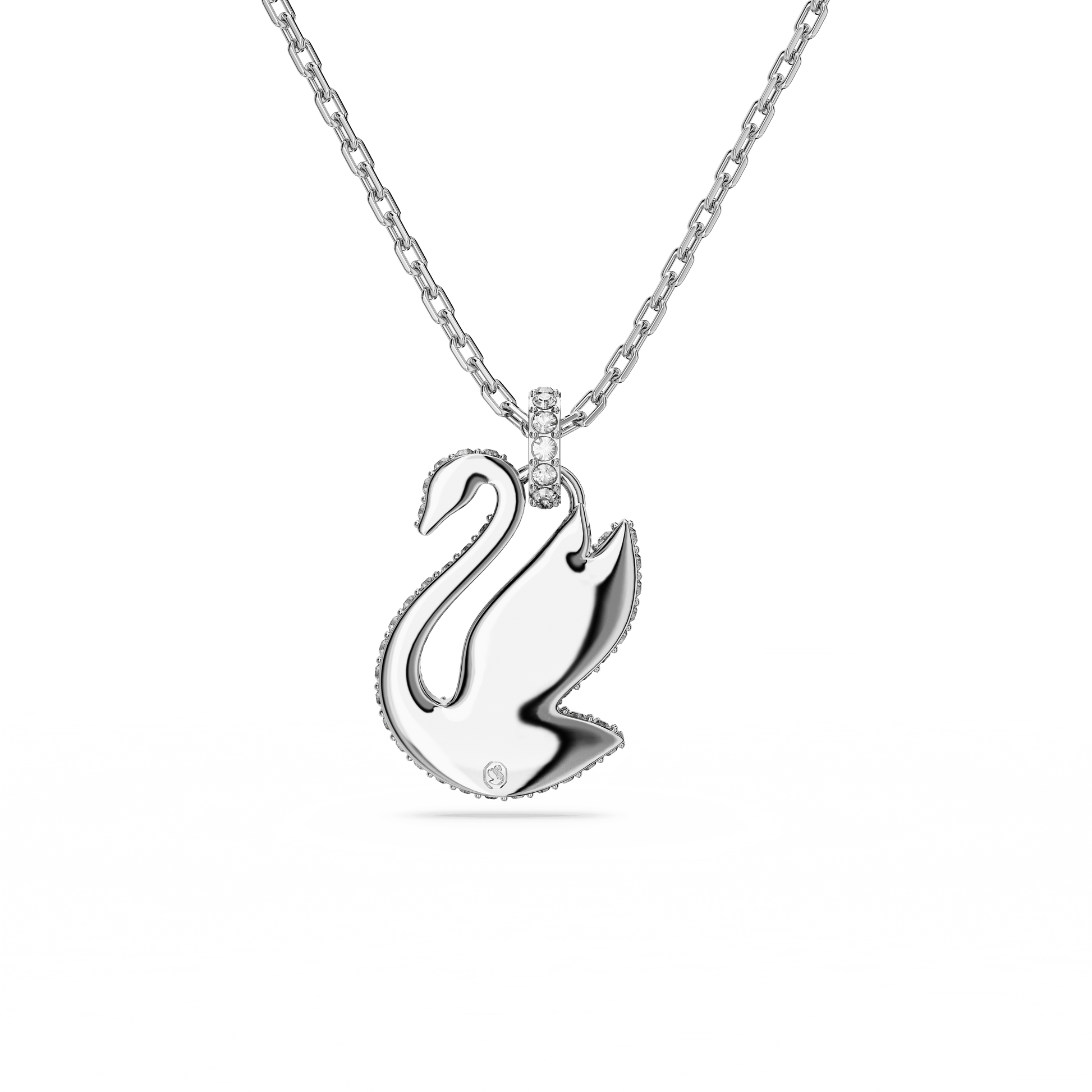Swan pendant, Swan, Medium, White, Rhodium plated 5647872