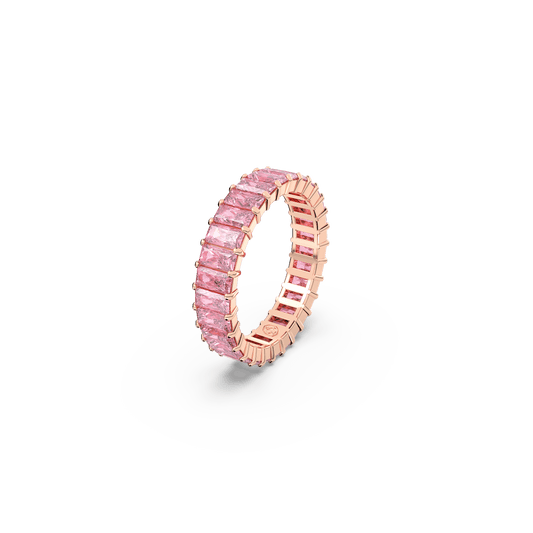 Matrix ring, Baguette cut, Pink, Rose gold-tone plated