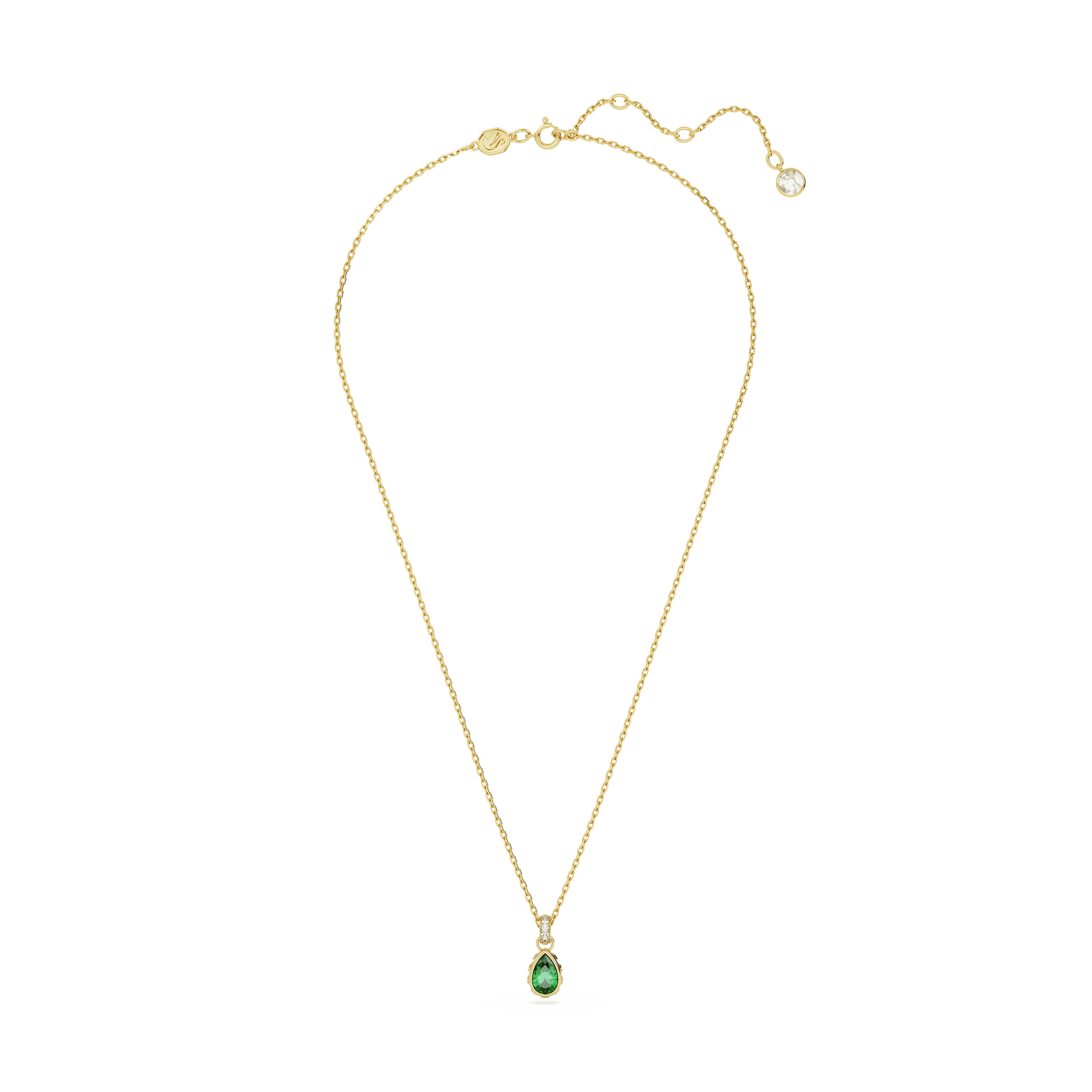 Chroma pendant, Pear cut, Green, Gold-tone plated 5648751