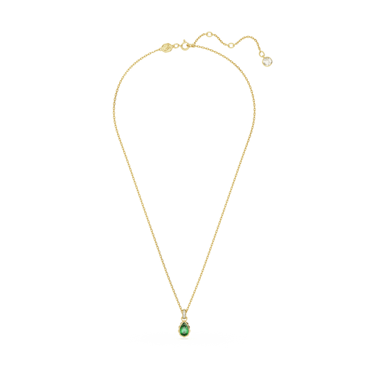 Chroma pendant, Pear cut, Green, Gold-tone plated 5648751