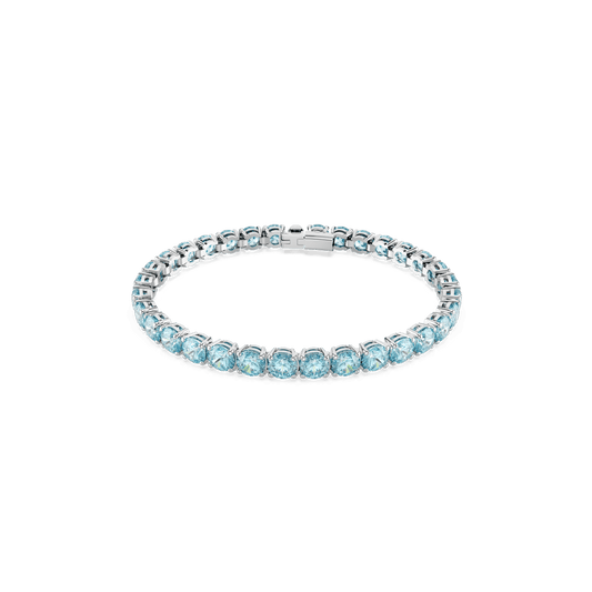 Matrix Tennis bracelet, Round cut, Blue, Rhodium plated 5648928
