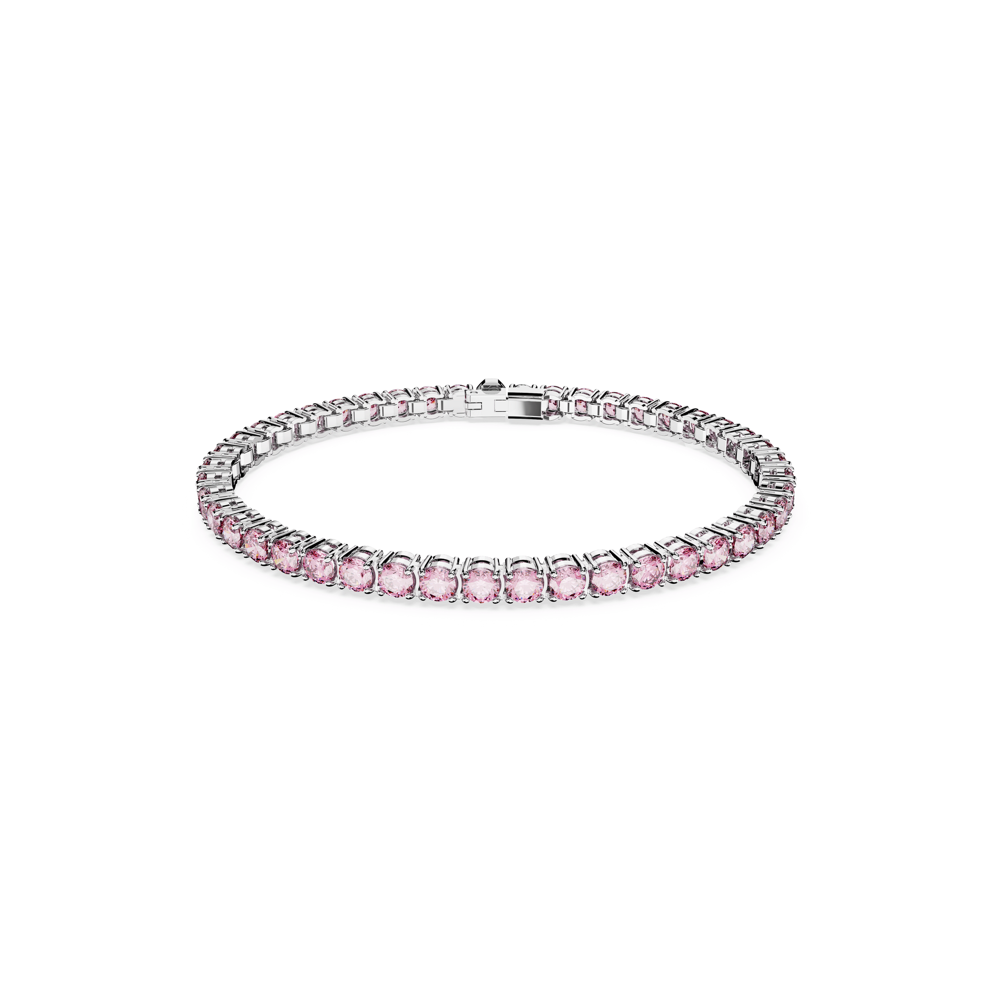 Matrix Tennis bracelet, Round cut, Pink, Rhodium plated 5648930