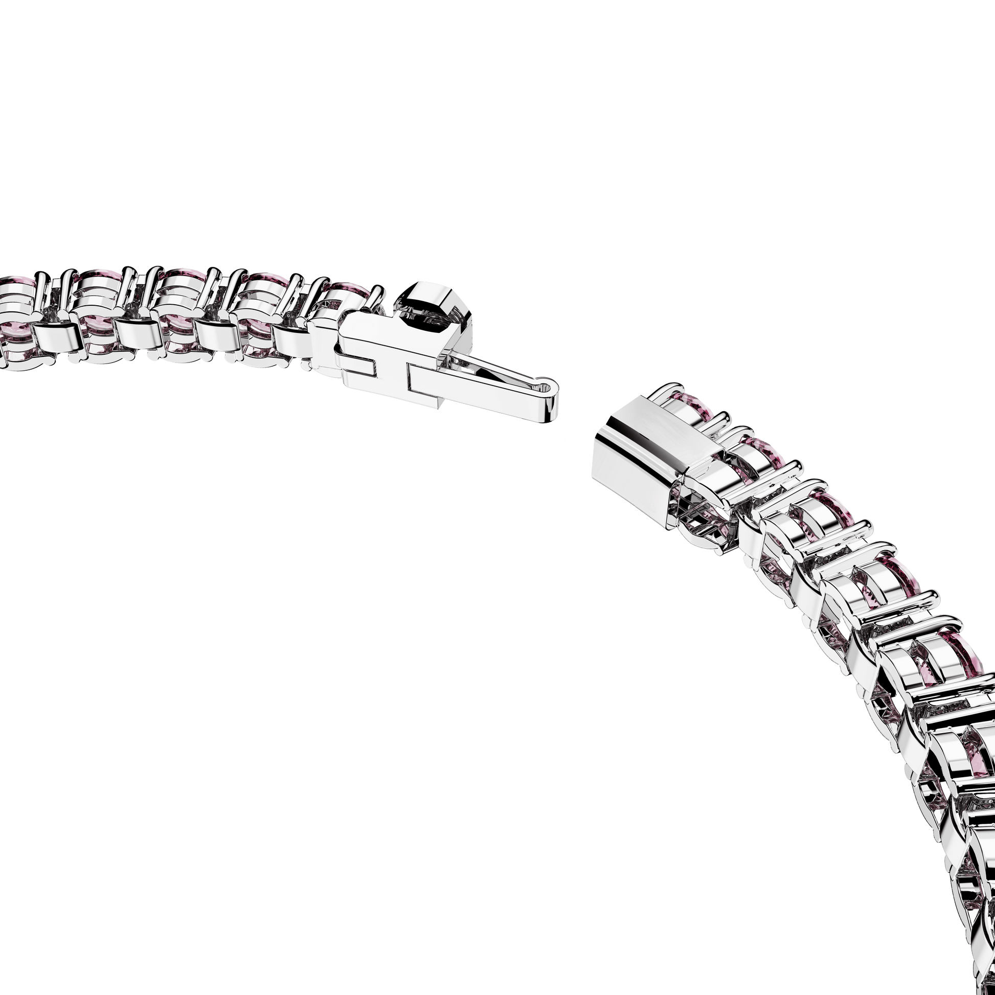 Matrix Tennis bracelet, Round cut, Pink, Rhodium plated 5648930