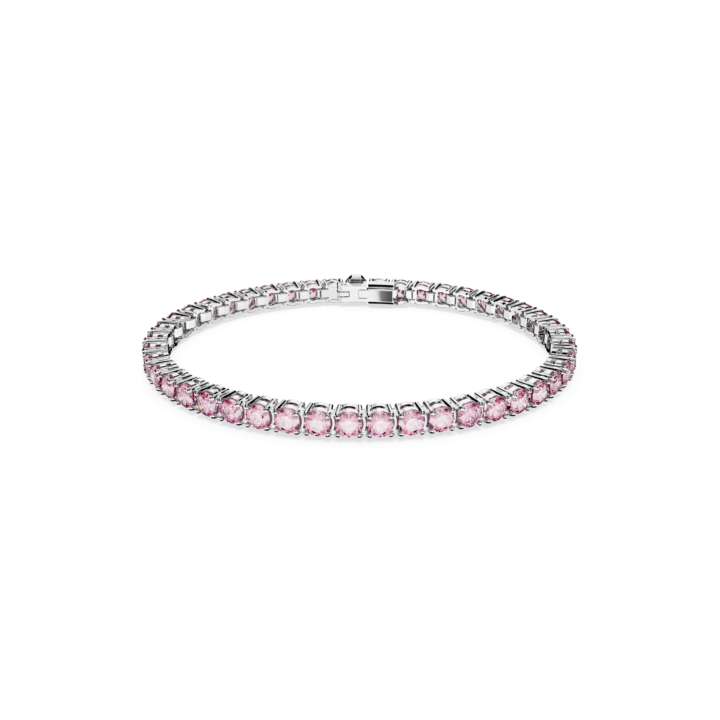 Matrix Tennis bracelet, Round cut, Pink, Rhodium plated 5648932