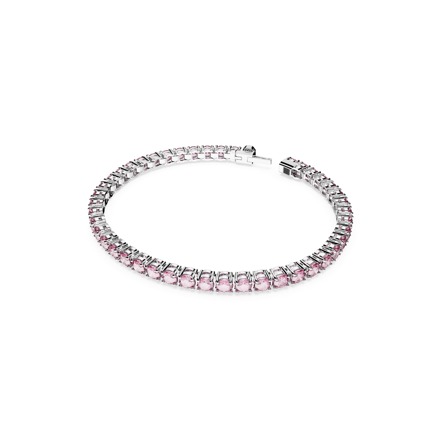 Matrix Tennis bracelet, Round cut, Pink, Rhodium plated 5648932