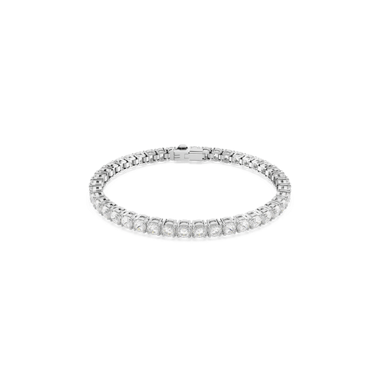 Matrix Tennis bracelet, Round cut, White, Rhodium plated 5648936