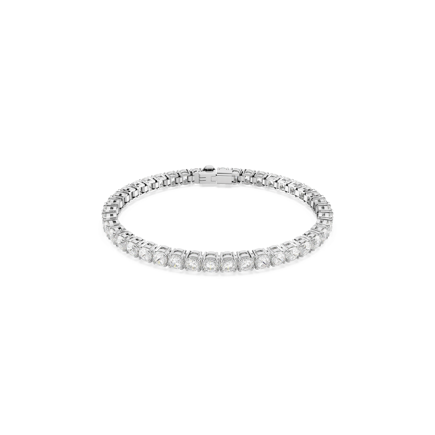 Matrix Tennis bracelet, Round cut, White, Rhodium plated 5648937