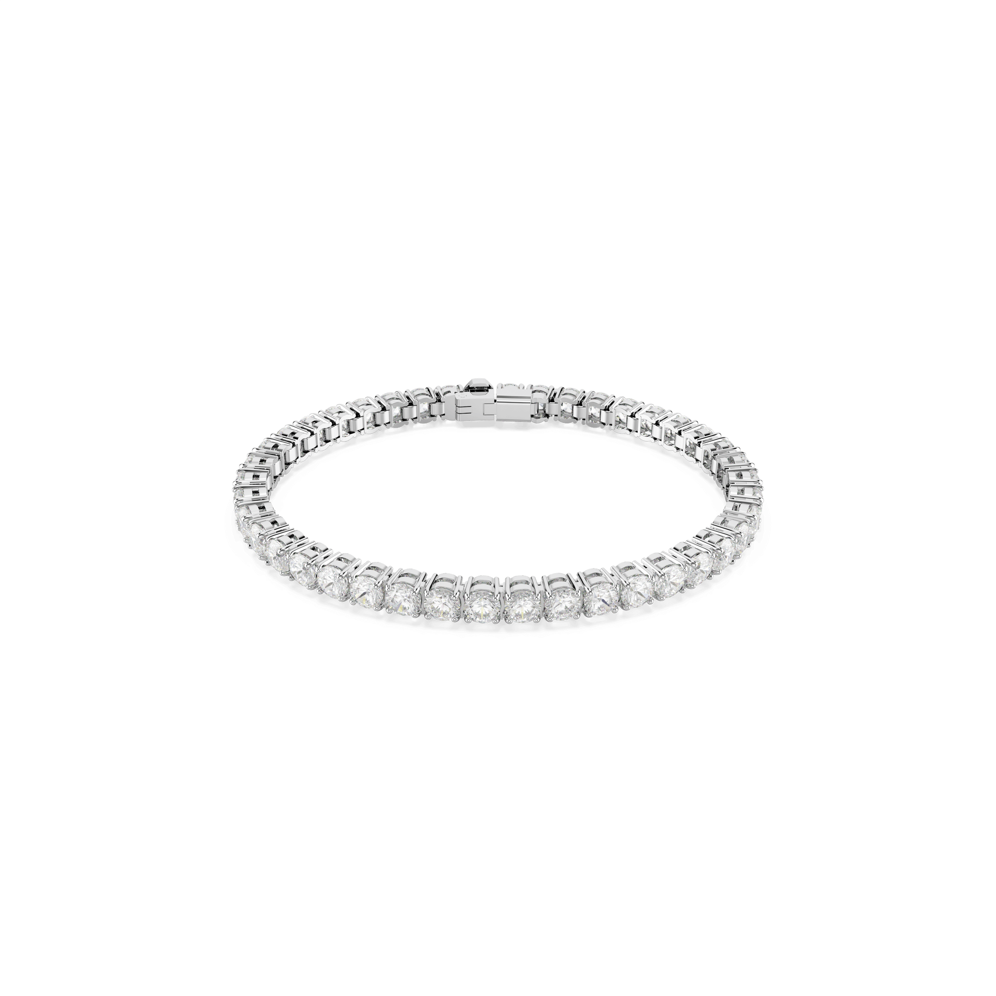 Matrix Tennis bracelet, Round cut, White, Rhodium plated 5648937