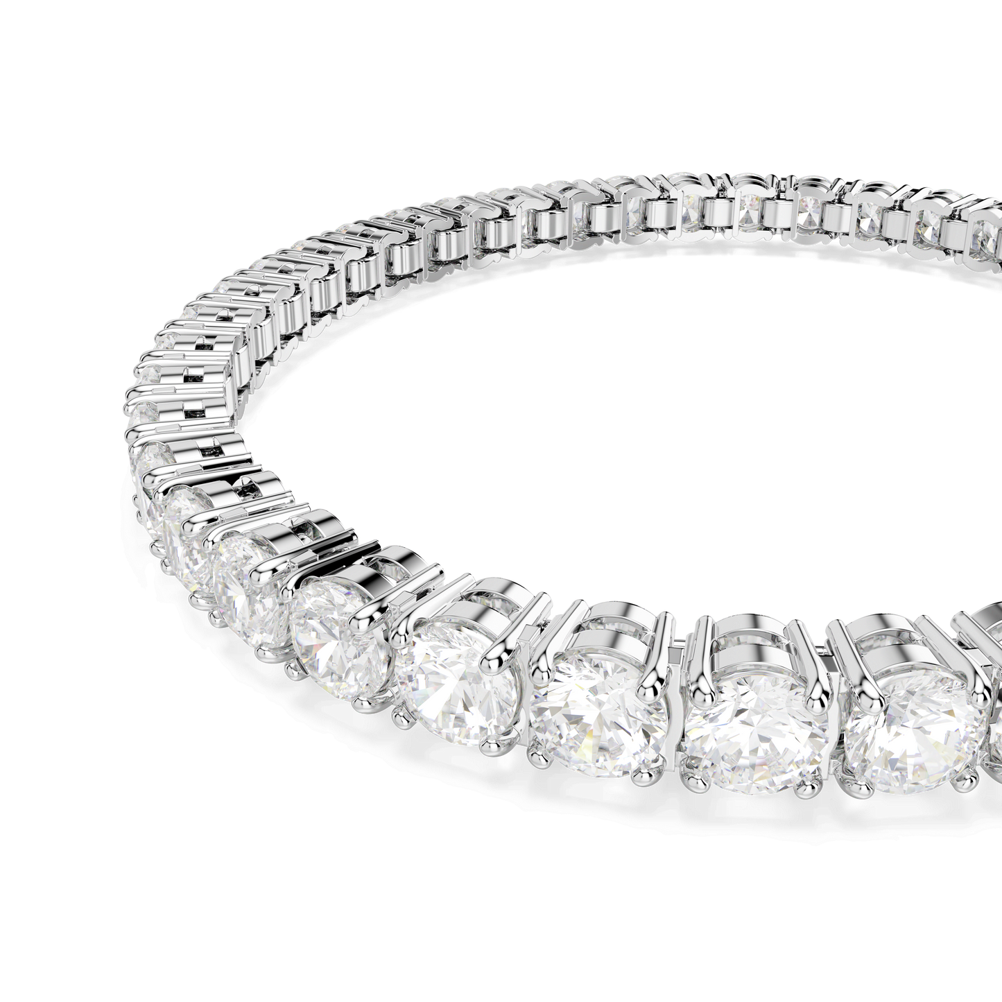 Matrix Tennis bracelet, Round cut, White, Rhodium plated 5648937