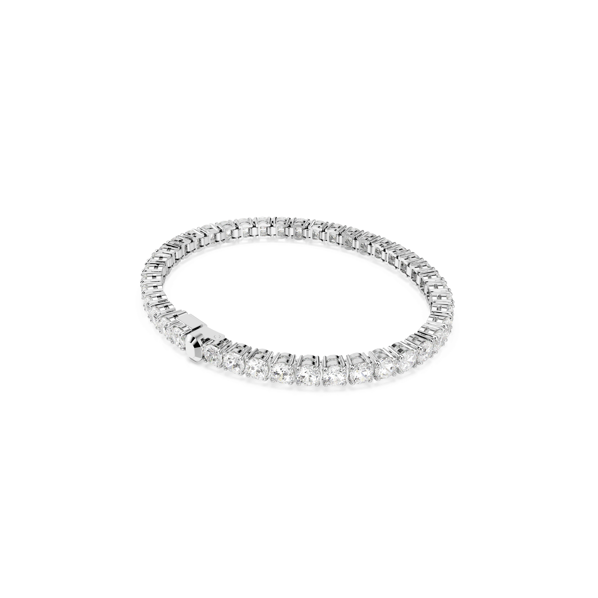 Matrix Tennis bracelet, Round cut, White, Rhodium plated 5648937