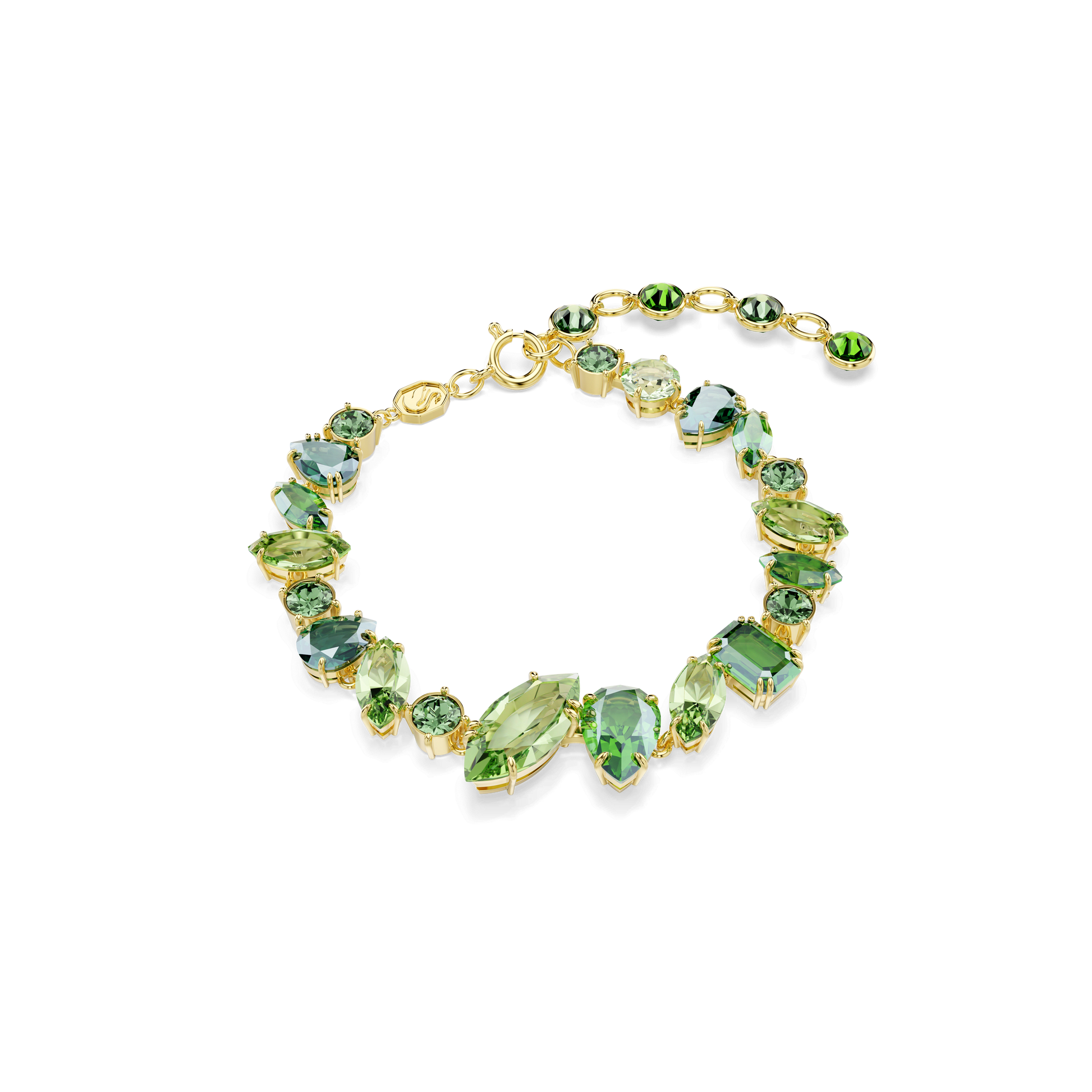 Gema bracelet, Mixed cuts, Green, Gold-tone plated 5652822