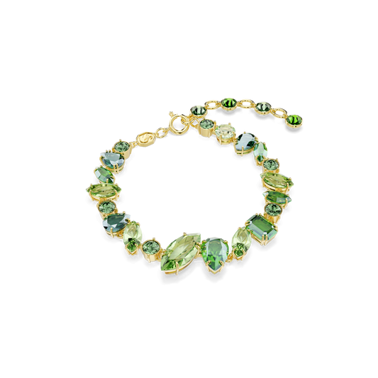 Gema bracelet, Mixed cuts, Green, Gold-tone plated 5652822