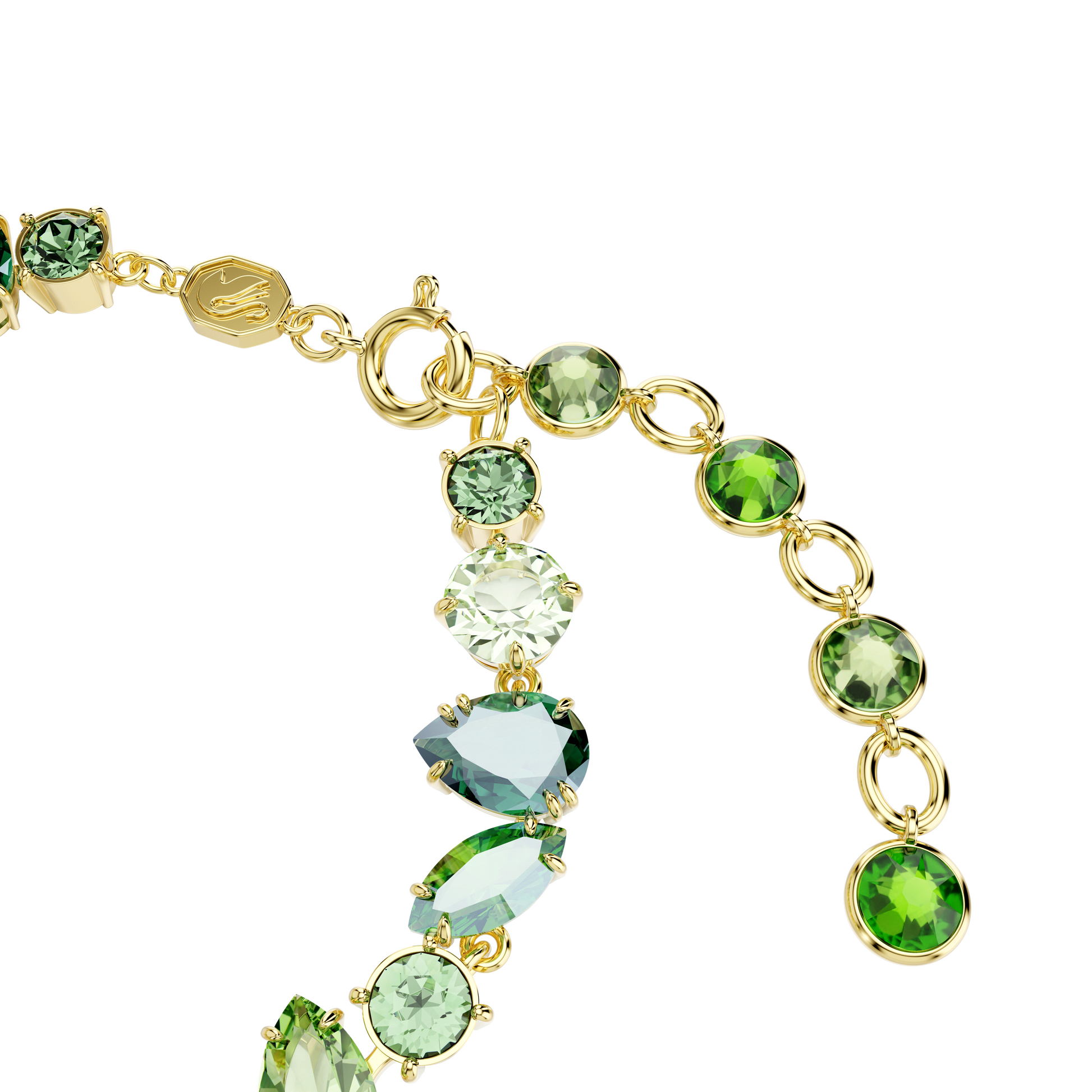 Gema bracelet, Mixed cuts, Green, Gold-tone plated 5652822